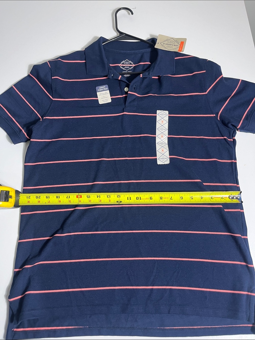 St. John's Bay Navy Polo with Pink Stripes